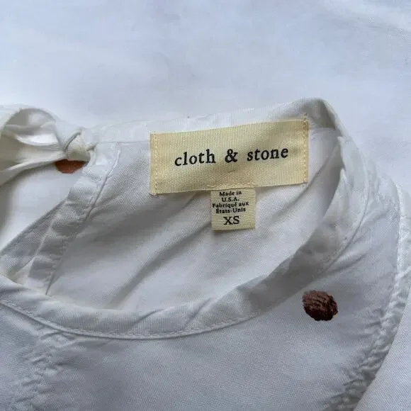 Anthropologie Cloth & Stone Polka Dot Seamed Dress White Rose Gold Size XS - Picture 8 of 11